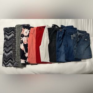 Mixed Women's Pants & Jeans Bundle - Floral, Coral, Red, White, Black, Blue